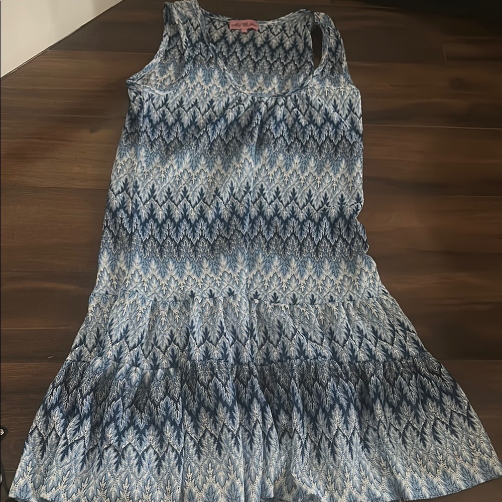Blue and White Sleeveless Dress